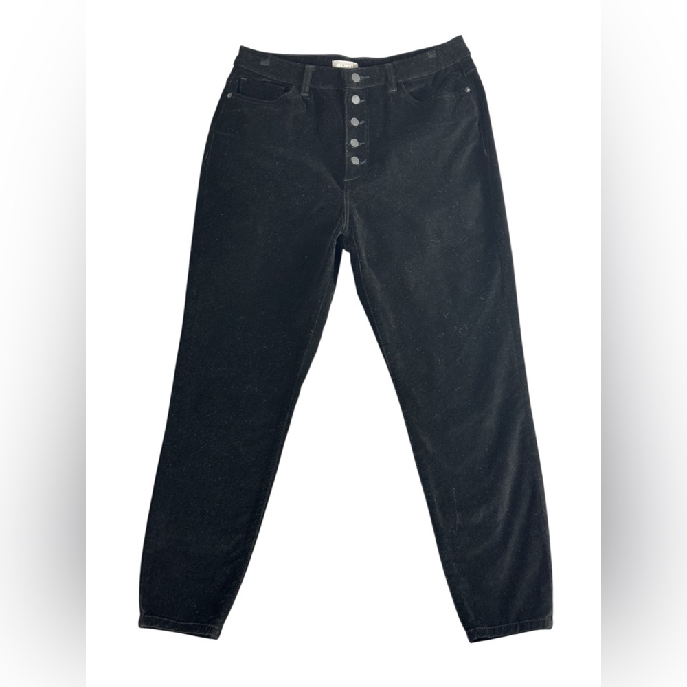 DL 1961 Black Velvet Pants Sz 33 Chrissy Ultra High Rise Skinny Lost Button Fly
